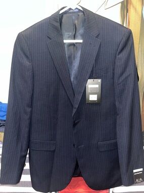 Suit jacket. Navy with stripes.